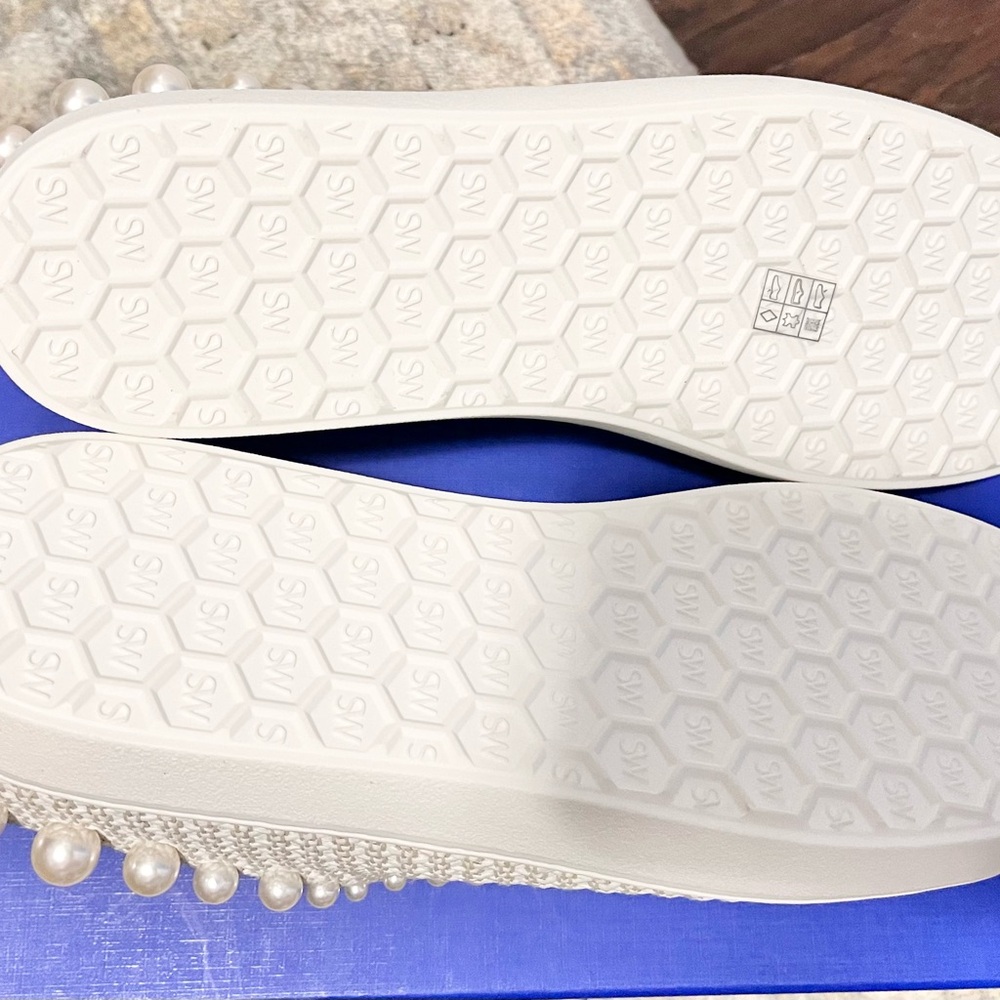 Rare Nib Stuart Weitzman Goldie Raffia Studded Sn… - image 5